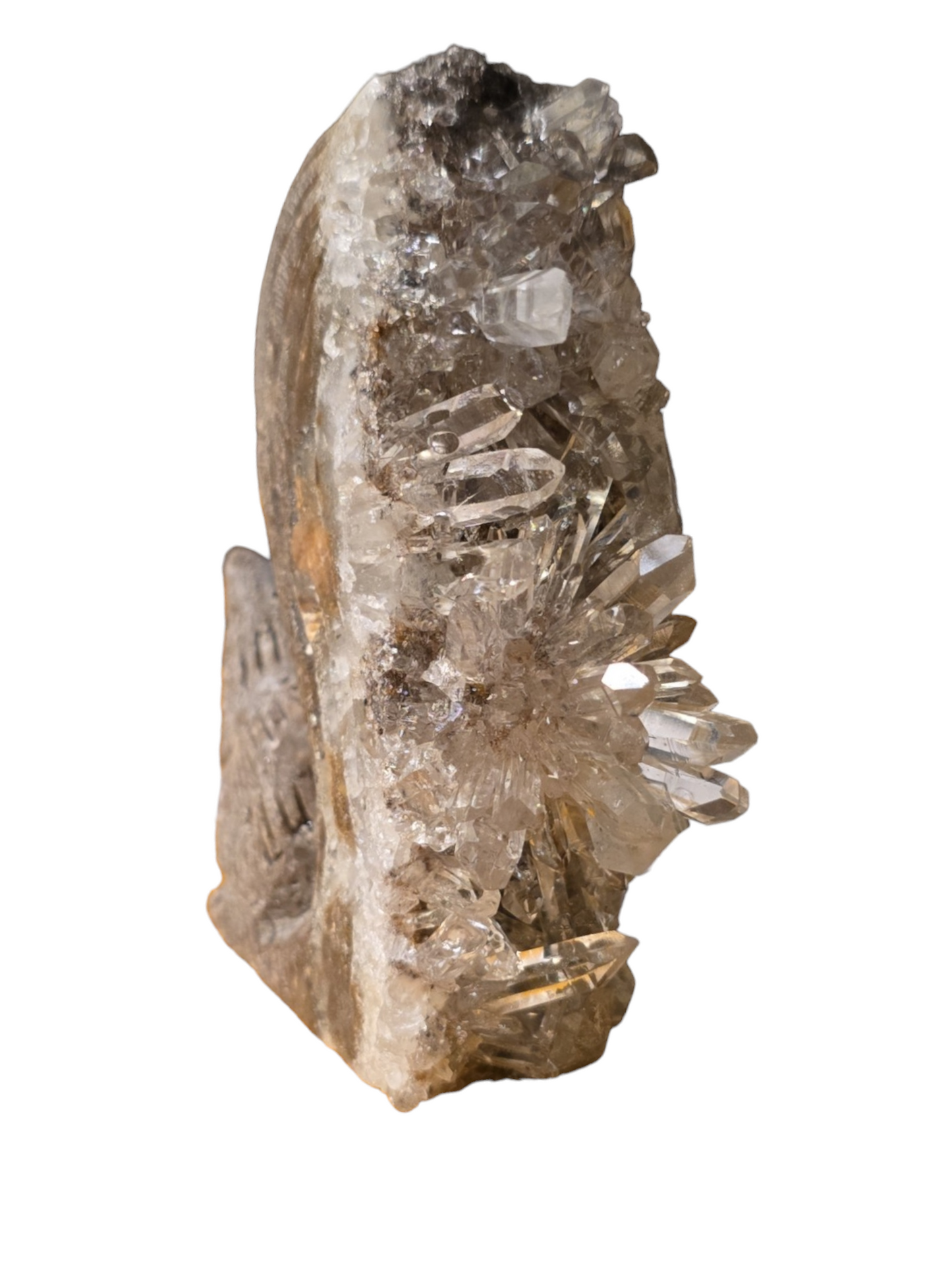 Hand-Carved Squirrel Figurine with Quartz Cluster Tail