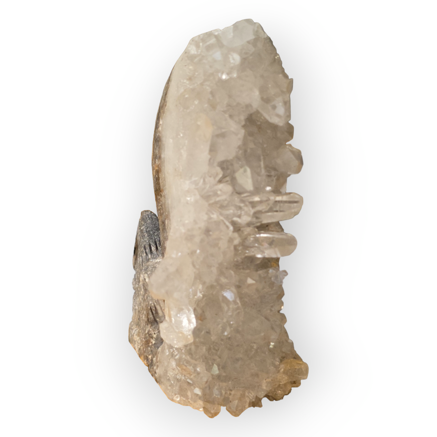 Hand-Carved Squirrel Figurine with Quartz Cluster Tail