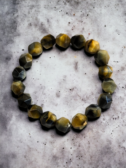 Faceted Yellow/Blue Tiger's Eye Bracelet